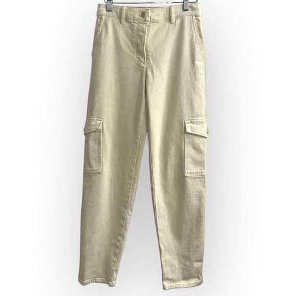 Aritzia Wilfred MODERN CARGO high waisted khaki trouser pants cream sz 0 casual - Picture 6 of 8